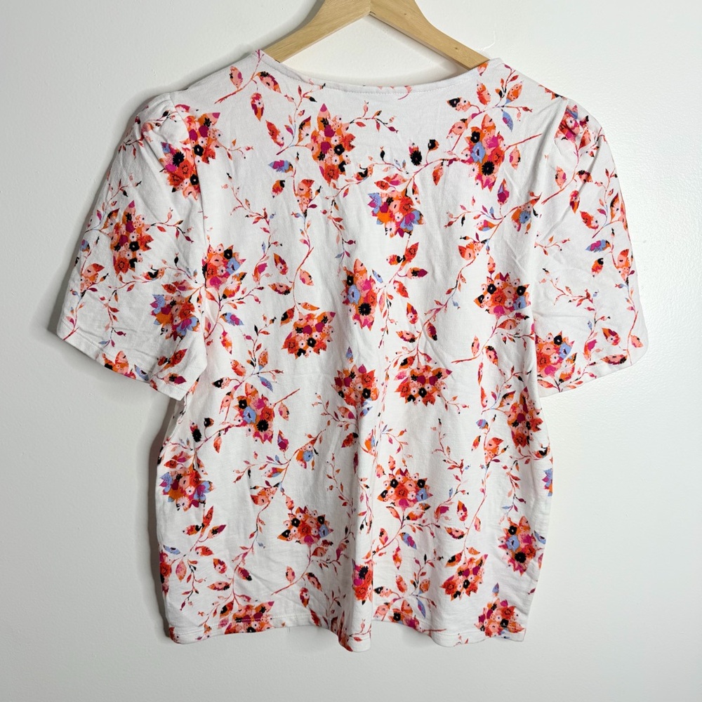 NWOT Charter Club Women Floral Top Tulip Sleeves XXL‎ White Cottagecore Romantic - Picture 3 of 8